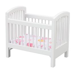 Wooden Doll Crib Safe Cute Glossy Vivid Dollhouse Miniature Bedroom Crib for 1 12 Dollhouse White 240301