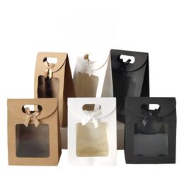 51020pcs Transparent Window Gift Bags For Wedding Birthday Home Party White Black Packaging Box Baking Takeaway Bag 240301