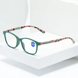 Sunglasses Fashion Anti-Blue Light Ladies Floral Reading Glasses Printing Presbyopia Eyeglasses Glassware With Degree 1 To 4.0