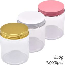 12/30pcs 250g/ml Transparent Plastic Jar With Screw Lid Empty Cosmetic Food Container Cream Powder Pot Makeup Box DIY Cake Boxes 240229