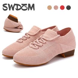 Dance Shoes women latin ballroom jazz tango Practise Training teaching dancing shoes woman ladies girls Knitted salsa flat shoes 240228