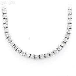 Antique 10k White Gold Round Cut Moissanite Tennis Necklace Gra Certified Diamond Solitaire Necklace for Women Fashion Jewelry