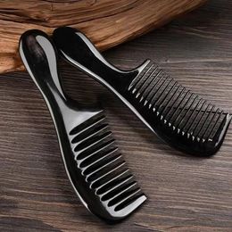 Natural Black Buffalo Ox Horn Comb Handmade Anti-Static Tooth Portable Massage Hair Combs 240301