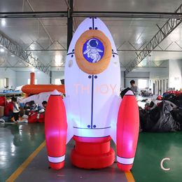 Gratis dörrleverans utomhusaktiviteter 5MH (16,5 ft) Utställningsreklamdekorationsmodell Uppblåsbar rymdfärja raketballong med LED -ljus