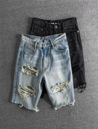 High Quality Cowboy Shorts Jeans Men039s Denim Short Men Hole Pants Summer Male Hip Hop Beggar Zipper Gay Streetwear2597523