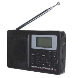 Radio Portable Mini Radio FM/AM/SW/MW Receiver Full Band Pocket Radio with Digital Clock Earphone FM stereo Radio Receiver for Home