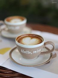 Cups Saucers 200ml Vintage Coffee Cup And Plate Set European Luxury Hello Sir Miss Ceramic Concentrate Cappuccino Latte Flower