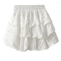 Skirts TIGENA Korean Cute Mini Skirt For Women 2024 Summer Casual Solid Irregular Hem A Line Tiered Shorts Lined Female Girls