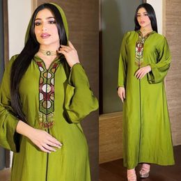 Long Sleeve Kaftan Dress Moroccan Hooded Robe Femme Muslim Abayas Turkish Pakistani Dubai Beaded Abayas Evening Gowns 240222