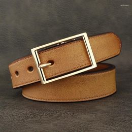 Belts Retro Designer Men Squar Pin Buckle Luxury 3.3cm Genuine Leather High Quality Younth Jeans Ceinture Homme