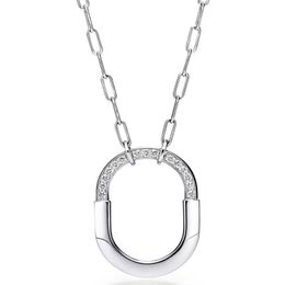 Fashion Jewellery Tif Lock Women Necklace Padlock Luxury Rotating Diamond Open Irregular Platinum Silver Rose Gold Jewellery