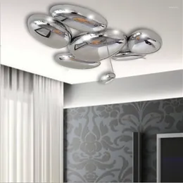 Ceiling Lights Mercury LED Chandelier Water Drop Chrome Light Postmodern Designer For Foyer Bedroom Dinning Room Flush Mount