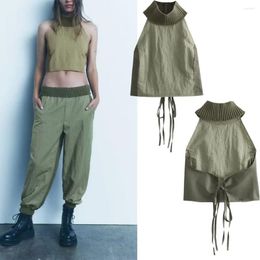 Women's Tanks Autumn Fashion Clothing Ruili Versatile Halterneck Patchwork Vest Top