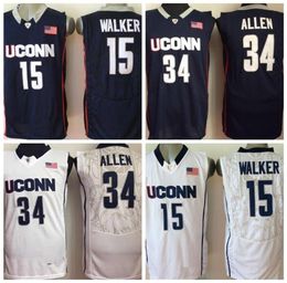 Vintage Uconn Huskies 15 Kemba Walker 34 Ray Allen College Basketball Jerseys Blue White Mens Stitched Shirts9046398