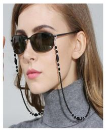 Women Fashion Eyeglass Chains Black Acrylic Beads Chains Antislip Eyewear Cord Holder Neck Strap Reading Glasses Rope9370068