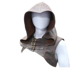 Men039s Jackets Cowl Hood Solid Color Hooded Unisex Sleeveless Buckles Halloween Cosplay Costume For4152253