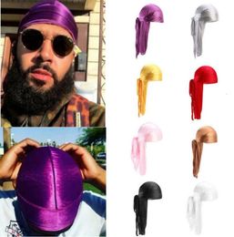 Men Satin Durags Bandanna Turban Wigs Pirate Party Hats Hip Hop Silky Durag Headwear Headband Street Scarf Long Tail Designer Du D5899195