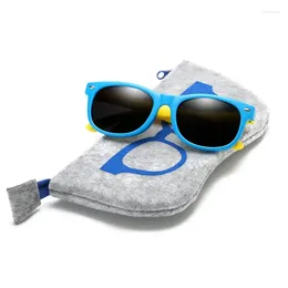 Sunglasses With Bag Rubber TR90 Children TAC Polarized Kids Sun Glasses For Girls Boys Baby Eyewear