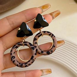 Dangle Earrings Fashion Round Leopard Women Cute Colorful Fur Gold Color Pendant For Statement Jewelry Gift