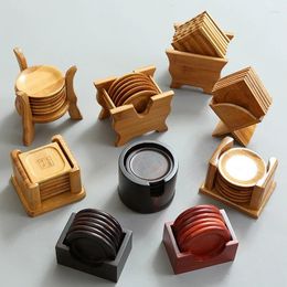 Tea Trays Set Accessories Cup Mat Ceremony Care Bamboo Ebony Rosewood Coasters