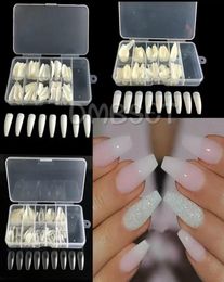Press on nails luxury whole fake nail 100 piece boxed long full stick ballet French potherapy nail patch artificial box col8171254