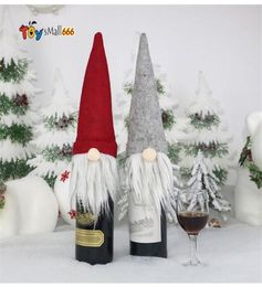 New Christmas Gift Bag Decorations Santa Claus Wine Glass Bottle Set Party Home Decors FY71754782329