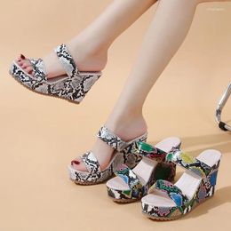 Sandals Heeled Summer Snake Pattern Elegant Woman Shoes Platform Wedge Designer Luxury Heels Comfortable Women's Fashion Sandal