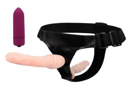 Ultra Elastic Harness Strap On Double Dildo Realistic Strapon Pants Mini Vibrator Sex Toys for Lesbian Couples Woman Sex Shop Y2006081620