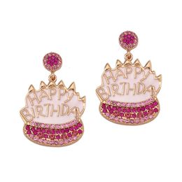 New Diamond Inlaid Light Cake Cute Temperament Fashionable Casual Personality Earrings