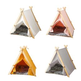 Pens Pet Teepee Dog Puppy Cat Bed House Dogs Tent Nest with Thick Cushion for Small Medium Dogs or Cats Outdoor Pets Supplies