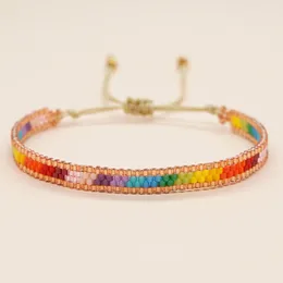 Link Bracelets YASTYT Trendy Handmade Adjustable Rope Girls Braided String Bracelet Rainbow Seed Bead