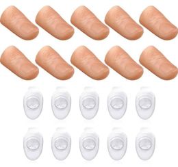 Magic Thumb Tip Trick LED Finger Light Rubber Vanish Appearing Finger Trick Props Kids Magician Prank Toy Tool for Perform Hallowe8566333