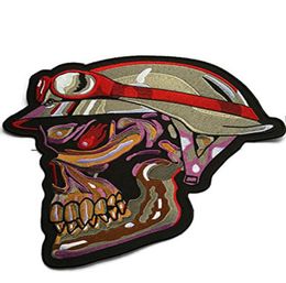 Really Rare Unique Super Large Scary Skull Face Embroidered Appliques Badge Patches Military Army Jacket Patch Sew Iron On4637069