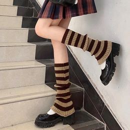 Women Socks Women's Striped Lolita Long Knitted Leggings Japanese Style Winter Warm Kawaii Arm Ankle