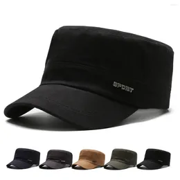 Berets Hat Men Casual Cotton Military Caps Captain Flat Cap Sunshade Baseball Training Cadet Army Trucker Visors Peaked