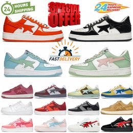 2024Designer Sta Casual Shoes Low Top men and women Red Black Camouflage Skateboarding Sports Bapely Sneakers Outdoor Shoes Waterproof leather Size 36-45