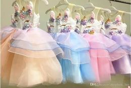 Quality Girl Unicorn Dress Summer Embroidery Flower Baby Girls Party Dresses Kids Wedding Dress Little Children Princess Dres8306978