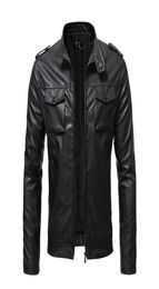 Men039s Jackets Men Faux Leather Jacket Fashion Slim Fit Stand Collar Zipper Pocket Short Coat Pu Lapel Coats8957839