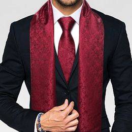 Fashion Men Scarf Tie Set Blue Gold Jacquard Paisley Silk Autumn Winter Hanky Cufflink Casual Business Shawl Gift Barry.Wang 240227