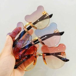 Summer Girl Boys Cute Kids Rimless Sunglasses 2023 Animal Cartoon Bear Children Baby Outdoor Sun Glasses Lunette Soleil Enfant