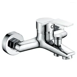 Bathroom Sink Faucets Basin Chrome Wall Mounted Cold Water Dual Spout Mixer Tap Kitchen Deck