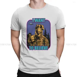 Men's T Shirts ALF The Animated Series TShirt For Men I Want To Believe Basic Leisure Sweatshirts Shirt High Quality Design