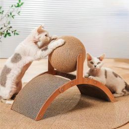 Toys Cat Grabbing Board Wooden Cat Climbing Frame Vertical Scratch Resistant Cat Toy Rotating Sisal Rope Cat Grabbing Ball Cat Tower