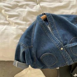 Jackets MODX Spring Autumn Baby Boy Denim Jacket Toddler Kids Girls Solid Loose Coat Clothes Child Kid Coats Outwear 2 3 7 8