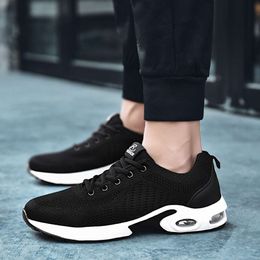 Running Shoes Male Shoes New Breathable Flying Woven Sports Casual Shoes Cool Lace-up Outdoor Comfortable Jogging Walking MaleF6 Black white