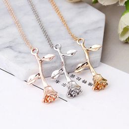Pendant Necklaces 2024 Delicate Rose Flower Statement Necklace Women Charm Choker Boho Jewellery Bijoux Femme Collier Valentine's Day Gifts