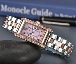 Fashion Women Watches Quartz Movement Silver Gold Dress Clock Lady Square Tank Stainless Steel Case Original Clasp Analog Casual Wristwatch Wholesale Price Gifts