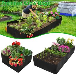 Bags New Garden Raised Planting Bed 4/8 Grids Reusable Fabric Raised Garden Bags Portable Rectangle Grow Bag Large Vegetable Planting