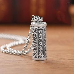 Pendants Retro Treasure Box Opened Pendant Necklace For Men Jewelry Personalized Shurangama Mantra Male Rope Neck Accessories