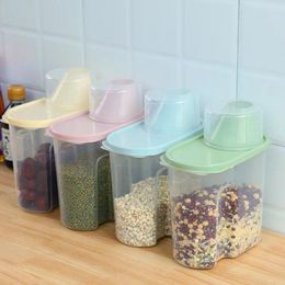 Storage Bottles PP With Pour Box Plastic Dried Food Lids Tank Clear Kitchen Grains Jars Set Container